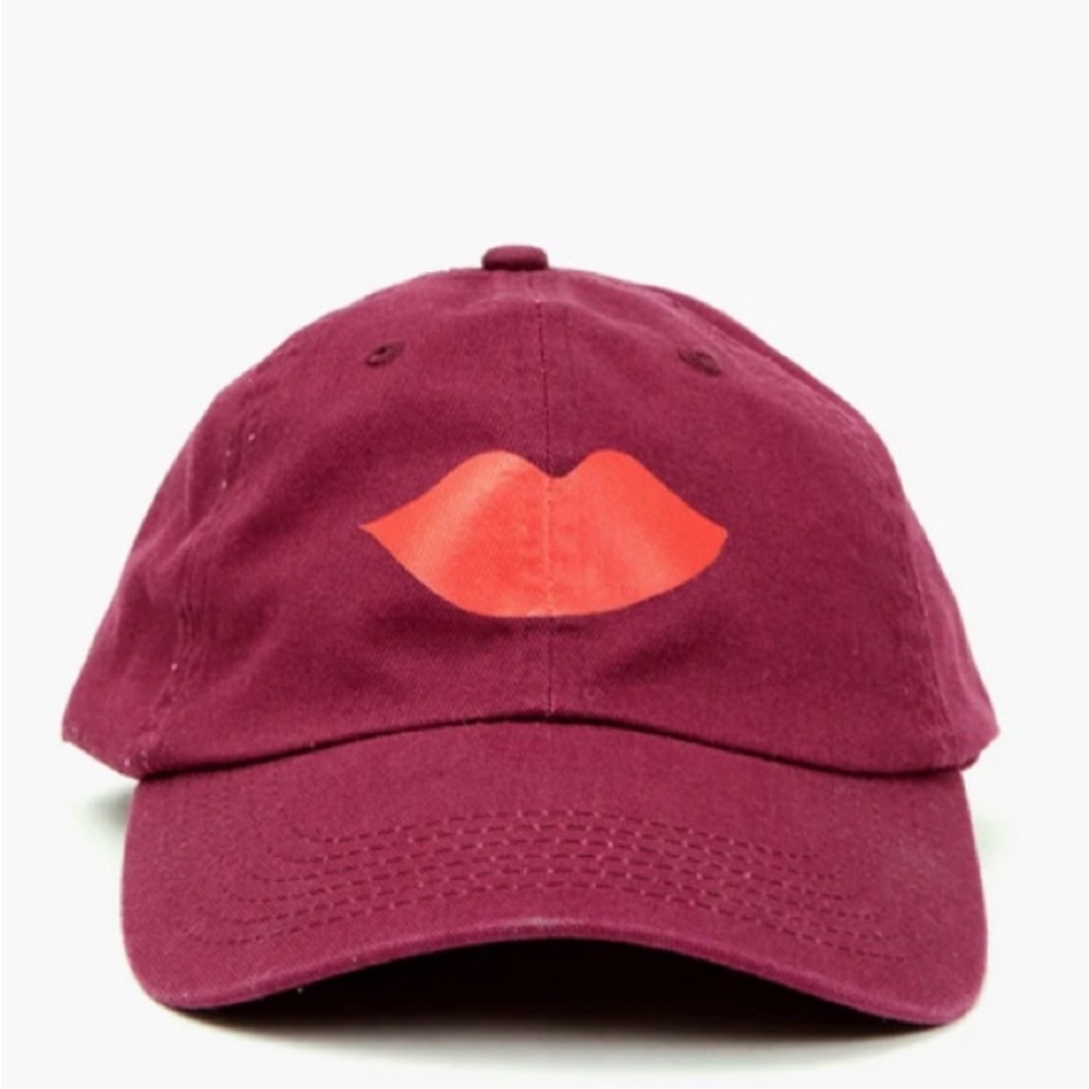 Clare V Red Hat with Bold Lip Design